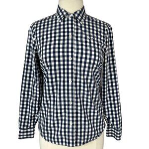 Vineyard Vines Womens Button Front Shirt Blouse Blue White Checked Size 2